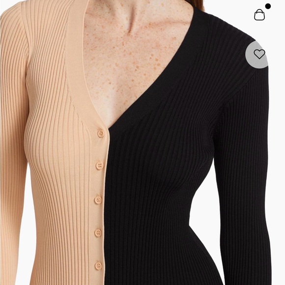 STAUD Buff and Black Long Sleeve Dress - Picture 4 of 6